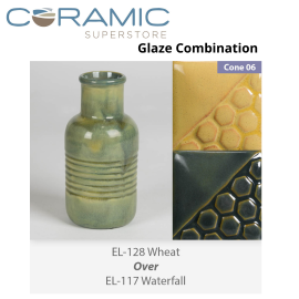 Wheat EL128 over Waterfall EL117 Glaze Combination